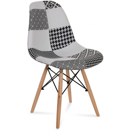 Krzesło AMY patchwork biały/czarny noga buk