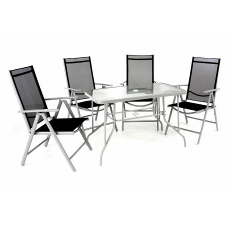 Zestaw mebli ogrodowych stół i 4 krzesła z regulowanym oparciem