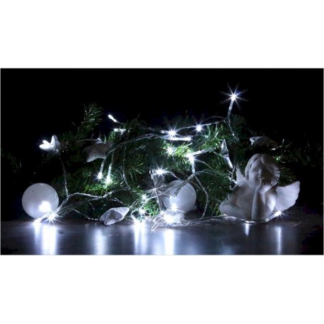 Lampki świąteczne 20 LED białe zimne na baterie 3m